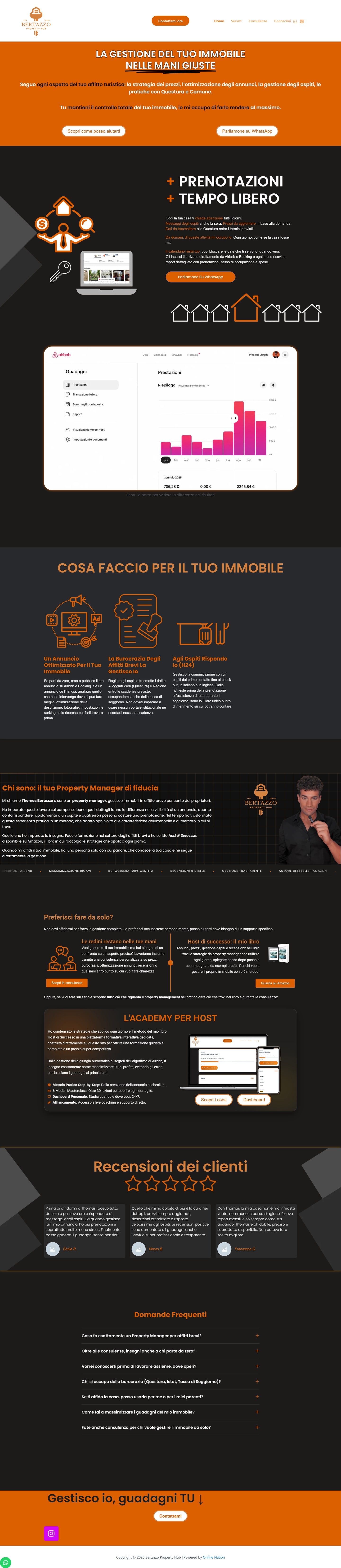 Screenshot della home di Bertazzo Property Hub su computer